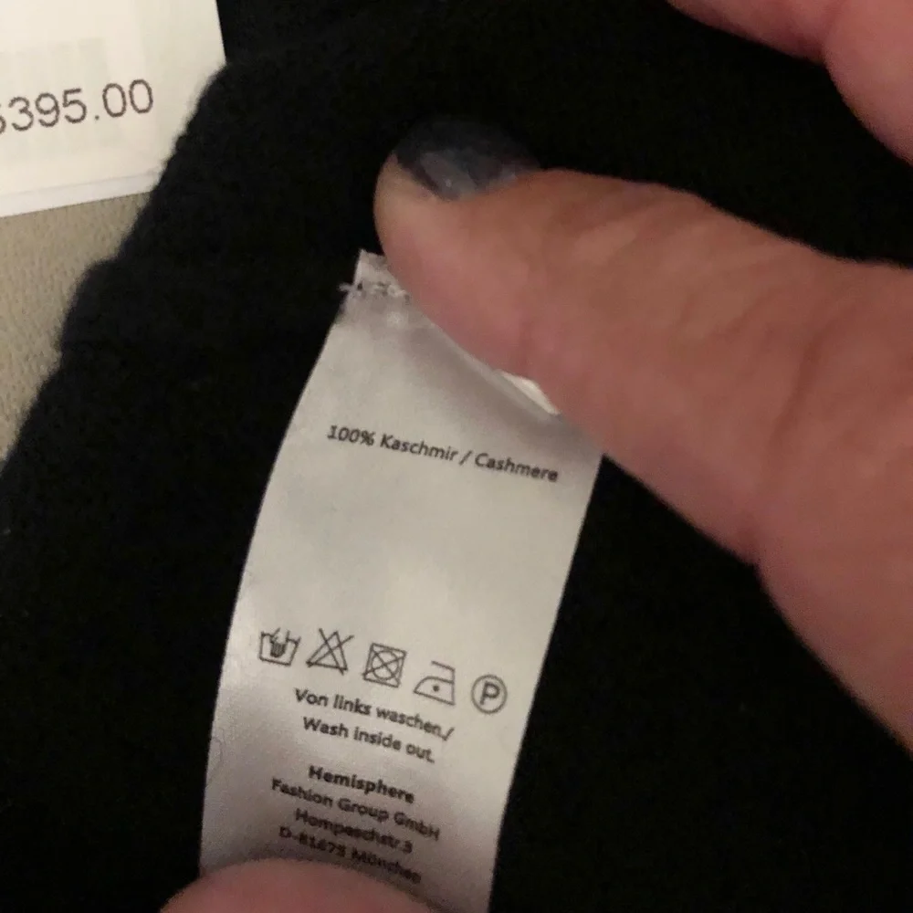 Hemisphere Black V-neck Cashmere Sweater - Picture 9 of 9